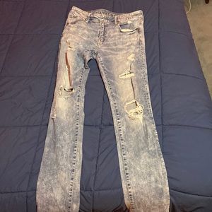 American Eagle and young money collab jeans skinny stacking blue jeans.